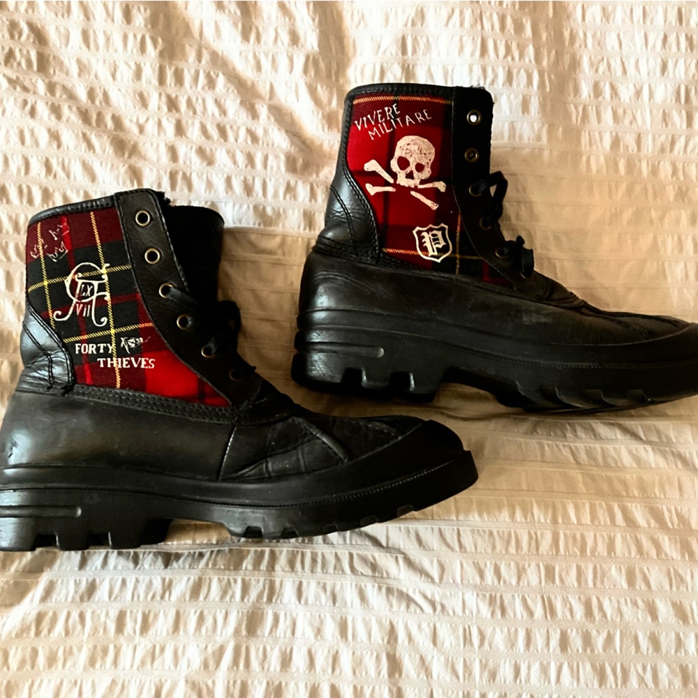 Bottes - Boots Polo Ralph Lauren Tartan colour Red , Rubber and Textile..